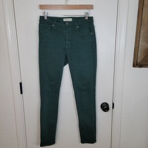 Madewell 9" Mid-Rise Skinny Jeans Green Size 26